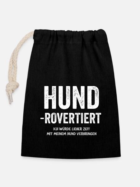 Hundrovertiert - Verschließbarer Geschenkbeutel aus Baumwolle (14x20cm) - Schwarz