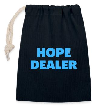 Hope Dealer - Christian Quotes - Sac cadeau en coton avec cordon (14 x 20 cm) - bleu marine - Devant