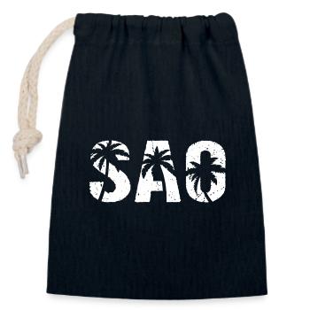 Palmiers de Sao Beach - Sac cadeau en coton avec cordon (14 x 20 cm) - bleu marine - Devant