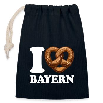 J’aime le Bavier et les bretzels - Coeur - Hobby - Sac cadeau en coton avec cordon (14 x 20 cm) - bleu marine - Devant