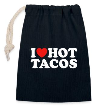 J’adore les tacos chauds - Sac cadeau en coton avec cordon (14 x 20 cm) - bleu marine - Devant