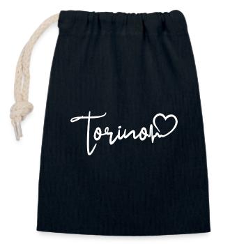 Torino Herzschlag Turin Italien - Verschließbarer Geschenkbeutel aus Baumwolle (14x20cm) - Navy - Vorne