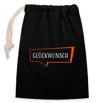 Sprechblase Glueckwunsch - 2 Farben - Verschließbarer Geschenkbeutel aus Baumwolle (14x20cm) - Schwarz - Vorne