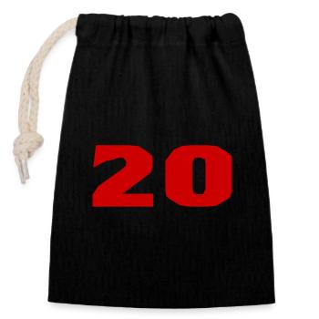 20. 20 ANS. 20e ANNIVERSAIRE. ANNIVERSAIRE 20 ANS. - Sac cadeau en coton avec cordon (14 x 20 cm) - noir - Devant