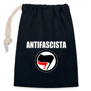 antifascista - Sac cadeau en coton avec cordon (14 x 20 cm) - bleu marine - Devant