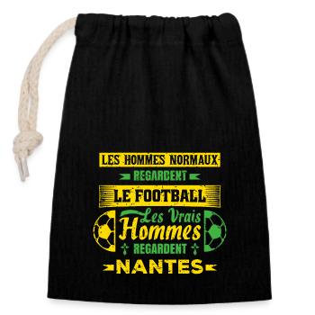 les vrais hommes regardent nantes club de foot - Sac cadeau en coton avec cordon (14 x 20 cm) - noir - Devant