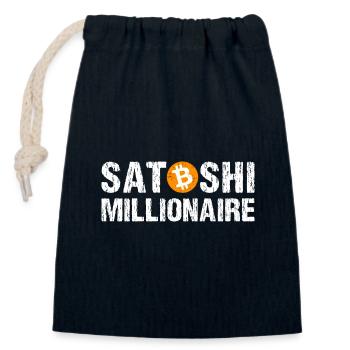 Satoshi Millionaire Kryptowährung Bitcoin - Verschließbarer Geschenkbeutel aus Baumwolle (14x20cm) - Navy - Vorne
