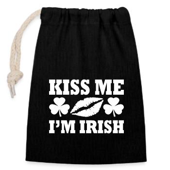 kiss me im irish - Verschließbarer Geschenkbeutel aus Baumwolle (14x20cm) - Schwarz - Vorne
