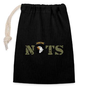 AVM Bastogne NUTS Battle Bulge Battered Bastards - Verschließbarer Geschenkbeutel aus Baumwolle (14x20cm) - Schwarz - Vorne