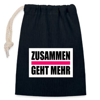 Zusammen geht mehr - Verschließbarer Geschenkbeutel aus Baumwolle (14x20cm) - Navy - Vorne
