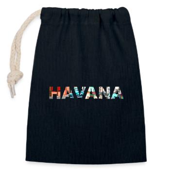 La Havane Cuba - Sac cadeau en coton avec cordon (14 x 20 cm) - bleu marine - Devant