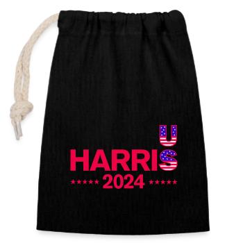 US Elections 2024 Harris - Closable cotton gift bag (14x20cm) - black - Front