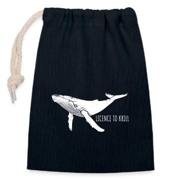 Licence to Krill, Wal - Buckelwal - Meeressäuger - Verschließbarer Geschenkbeutel aus Baumwolle (14x20cm) - Navy - Vorne