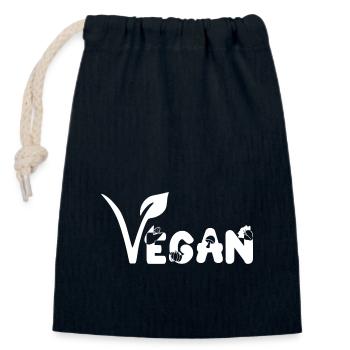Vegan Veganer Veganerin Pro Veggie White Weiß - Verschließbarer Geschenkbeutel aus Baumwolle (14x20cm) - Navy - Vorne