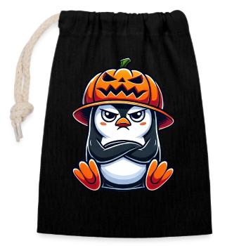 Halloween Penguin Pumpkin Witch Hat Cartoon Sour - Closable cotton gift bag (14x20cm) - black - Front