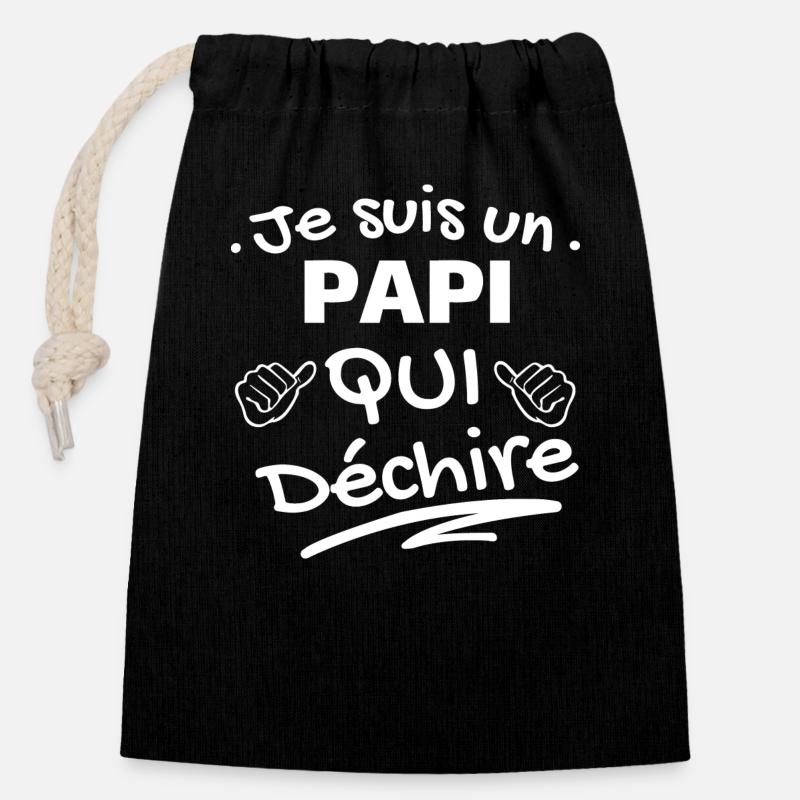 I'm a grandpa who rocks - Closable cotton gift bag (14x20cm) - black