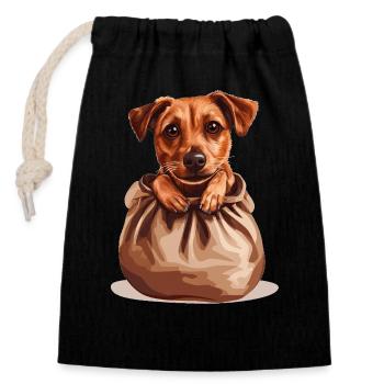 Pocket Pup – Votre fidèle compagnon dans une pochette - Sac cadeau en coton avec cordon (14 x 20 cm) - noir - Devant