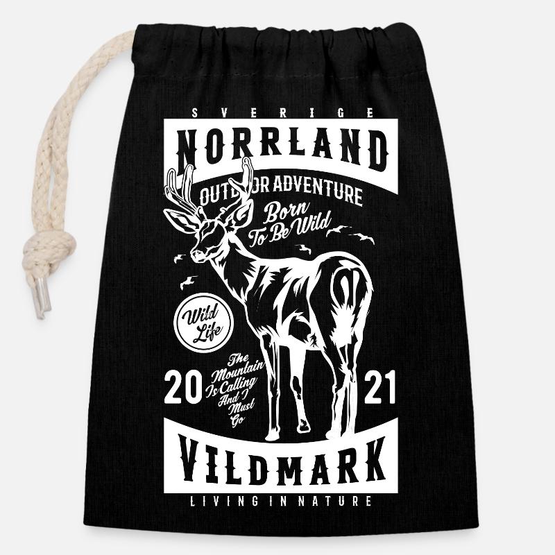 Norrland Vildmark 2021 - Closable cotton gift bag (14x20cm) - black