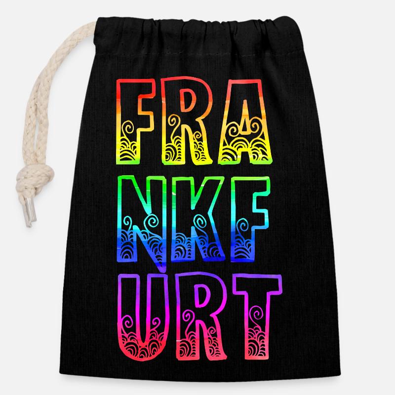 frankfurt rs regenbogen - Verschließbarer Geschenkbeutel aus Baumwolle (14x20cm) - Schwarz
