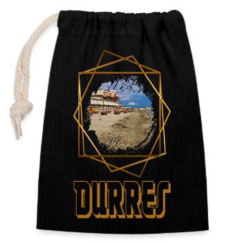 Durres Albania City Home Love Beach Holiday - Closable cotton gift bag (14x20cm) - black - Front