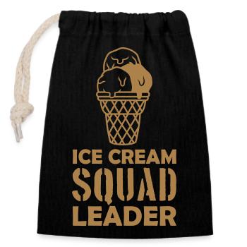 Ice Cream Squad Anführer - Verschließbarer Geschenkbeutel aus Baumwolle (14x20cm) - Schwarz - Vorne