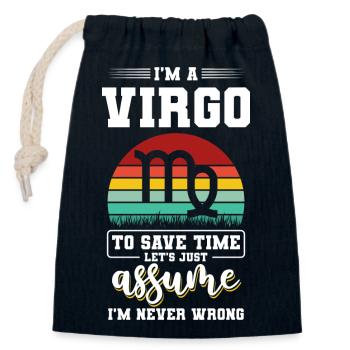 Horoscope Vierge Planète - Sac cadeau en coton avec cordon (14 x 20 cm) - bleu marine - Devant