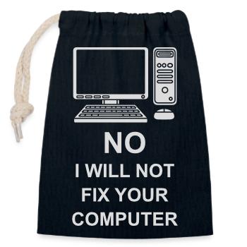 not fix your computer - Closable cotton gift bag (14x20cm) - navy - Front