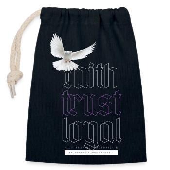Faith trust loyal - Closable cotton gift bag (14x20cm) - navy - Front