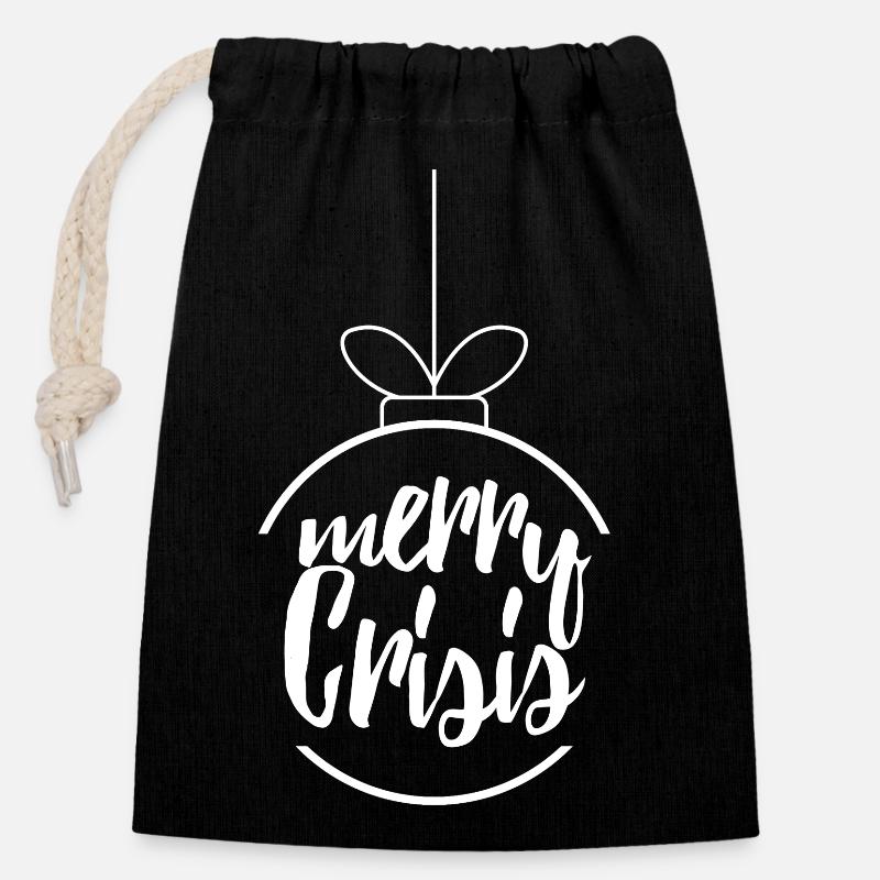 Joyeuse crise - Sac cadeau en coton avec cordon (14 x 20 cm) - noir