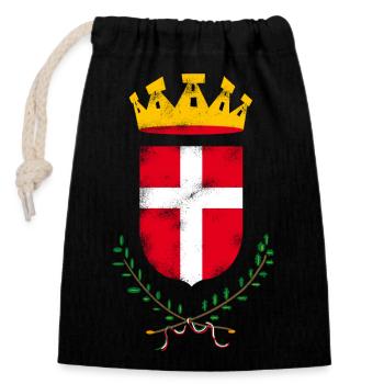 Novara Wappen - Verschließbarer Geschenkbeutel aus Baumwolle (14x20cm) - Schwarz - Vorne