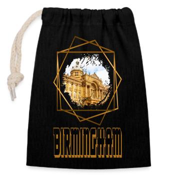 Birmingham England UK City Skyline Gold Home - Closable cotton gift bag (14x20cm) - black - Front