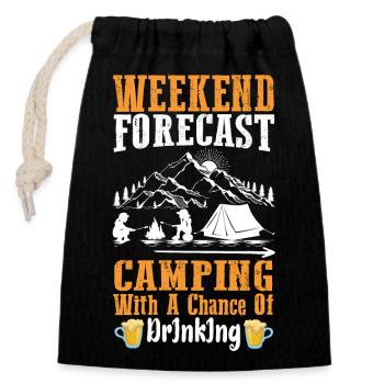 Weekend Forecast Camping With A Chance Of Drinking - Closable cotton gift bag (14x20cm) - black - Front