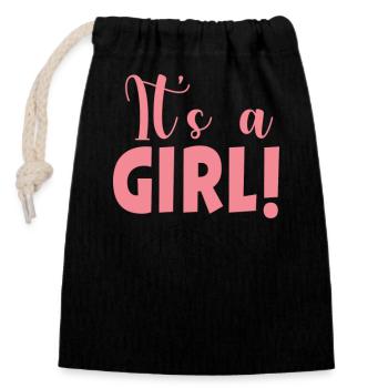 Une petite fille BÉBÉ - Sac cadeau en coton avec cordon (14 x 20 cm) - noir - Devant