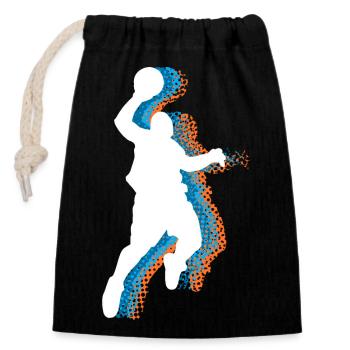 Joueurs de basket-ball - Sac cadeau en coton avec cordon (14 x 20 cm) - noir - Devant