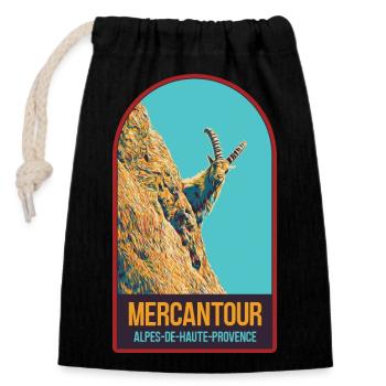 Illustration bouquetin dans le Mercantour - Sac cadeau en coton avec cordon (14 x 20 cm) - noir - Devant