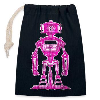 Roboter pink Mädchen - Verschließbarer Geschenkbeutel aus Baumwolle (14x20cm) - Navy - Vorne