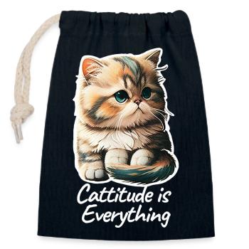 Cattitude is Everything - Verschließbarer Geschenkbeutel aus Baumwolle (14x20cm) - Navy - Vorne