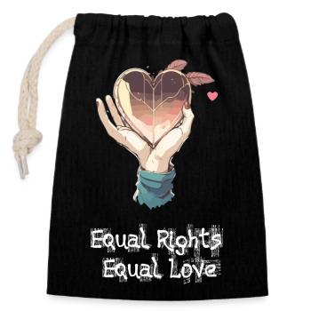 Equal rights - Closable cotton gift bag (14x20cm) - black - Front