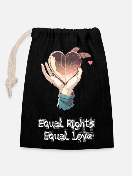 Equal rights - Closable cotton gift bag (14x20cm) - black