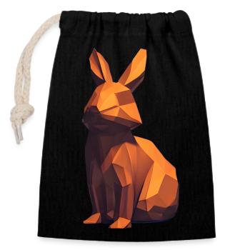 Wooden rabbit - Closable cotton gift bag (14x20cm) - black - Front