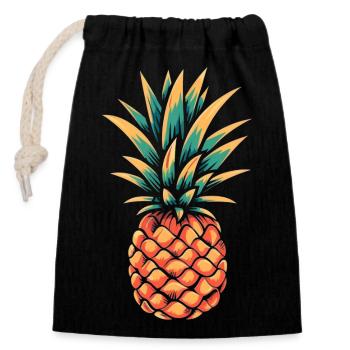 Pineapple - Verschließbarer Geschenkbeutel aus Baumwolle (14x20cm) - Schwarz - Vorne