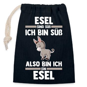 Esel - Verschließbarer Geschenkbeutel aus Baumwolle (14x20cm) - Navy - Vorne