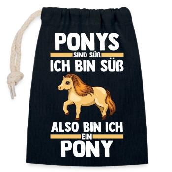Pferd Reiten Reiter Reiterin Reitsport Pferde Pony - Verschließbarer Geschenkbeutel aus Baumwolle (14x20cm) - Navy - Vorne