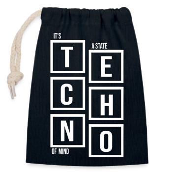 Techno ist ein Geisteszustand, Zitat - Verschließbarer Geschenkbeutel aus Baumwolle (14x20cm) - Navy - Vorne