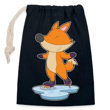 Fox patins à glace - Sac cadeau en coton avec cordon (14 x 20 cm) - bleu marine - Devant
