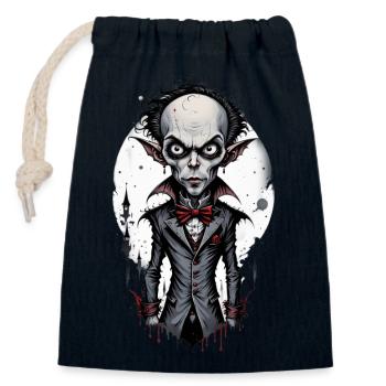 un vampire souriant 12 - Sac cadeau en coton avec cordon (14 x 20 cm) - bleu marine - Devant