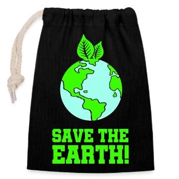 Sauvez la Terre - Sac cadeau en coton avec cordon (14 x 20 cm) - noir - Devant