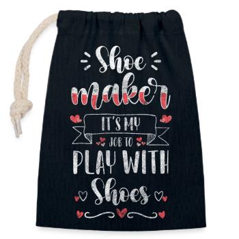Semelle de chaussure artisanale - Sac cadeau en coton avec cordon (14 x 20 cm) - bleu marine - Devant