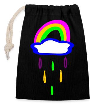 Regenbogen und Regen - Verschließbarer Geschenkbeutel aus Baumwolle (14x20cm) - Schwarz - Vorne