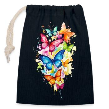 Papillons Coloré Coloré Belle Art Nature - Sac cadeau en coton avec cordon (14 x 20 cm) - bleu marine - Devant